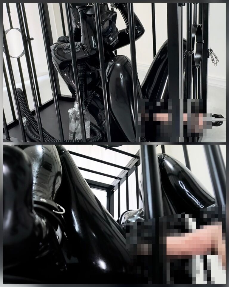 【動画】檻の中で呼吸を制限されながらファッキングマシーンにやられちゃう⛓️🖤🖤