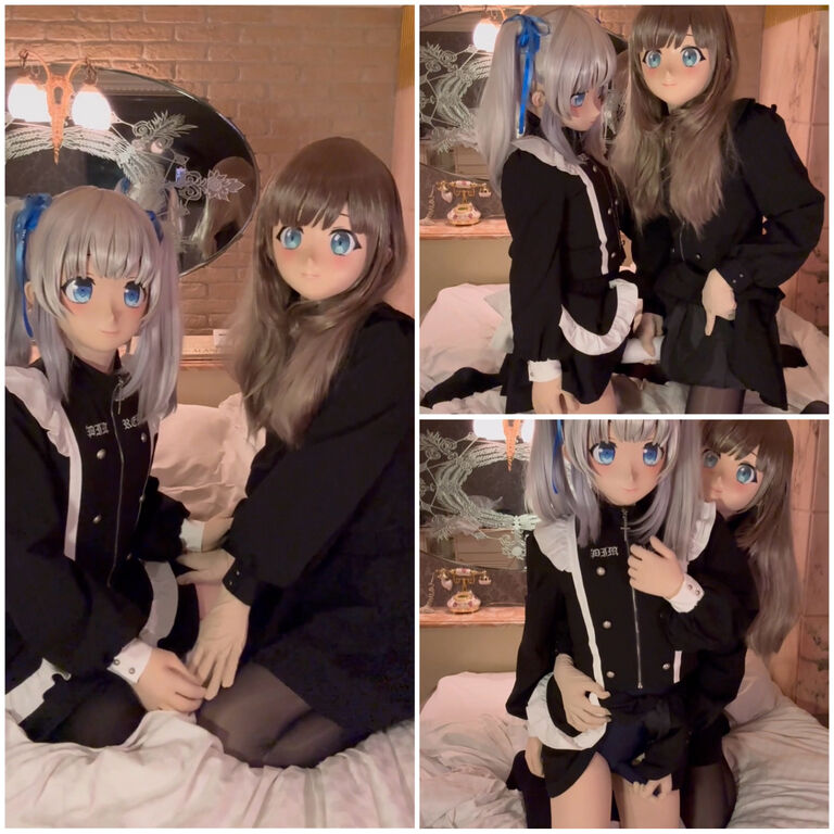 【動画15分」】メイド着ぐるみさんがオナホにちんぽ入れあってた♡